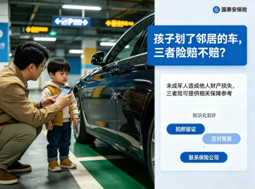孩子划了邻居的车，三者险赔不赔？(图1)