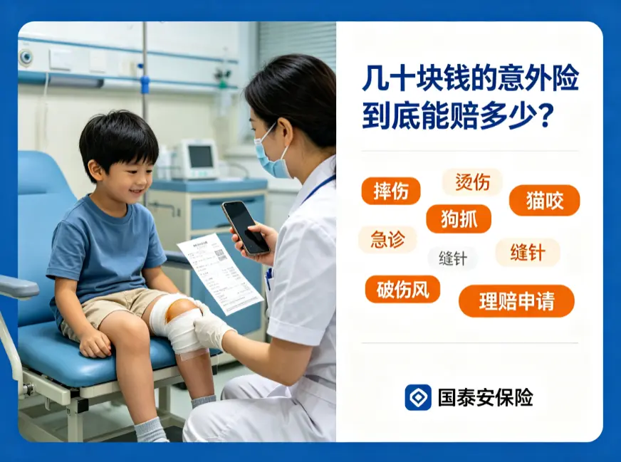 摔伤烫伤猫抓狗咬，几十块钱的意外险到底能赔多少？(图1)